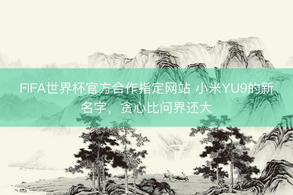 FIFA世界杯官方合作指定网站 小米YU9的新名字，贪心比问界还大