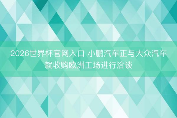 2026世界杯官网入口 小鹏汽车正与大众汽车就收购欧洲工场进行洽谈