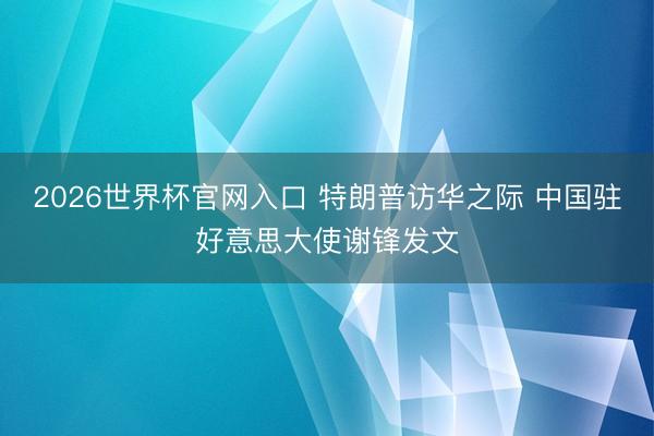 2026世界杯官网入口 特朗普访华之际 中国驻好意思大使谢锋发文