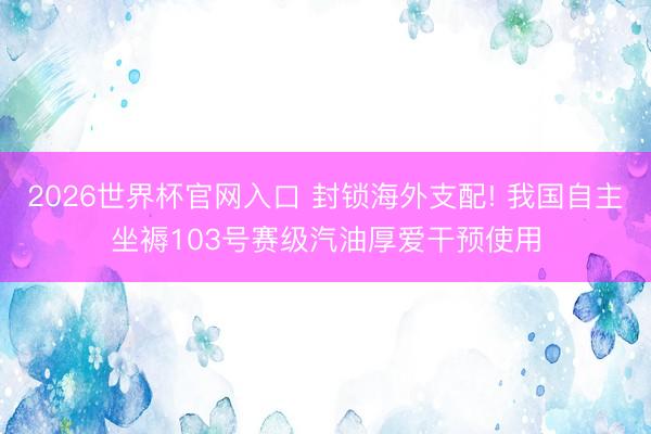 2026世界杯官网入口 封锁海外支配! 我国自主坐褥103号赛级汽油厚爱干预使用