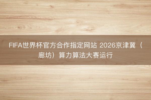 FIFA世界杯官方合作指定网站 2026京津冀（廊坊）算力算法大赛运行