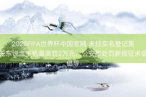2026FIFA世界杯中国官网 未经实名登记黑飞无东说念主机最高罚2万元,公安部处罚新规征求倡导