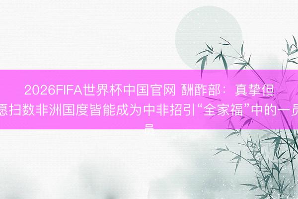 2026FIFA世界杯中国官网 酬酢部:真挚但愿扫数非洲国度皆能成为中非招引“全家福”中的一员
